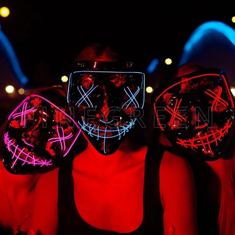 New hot sale popular music party Halloween  mask high brightness el light up led wire mask