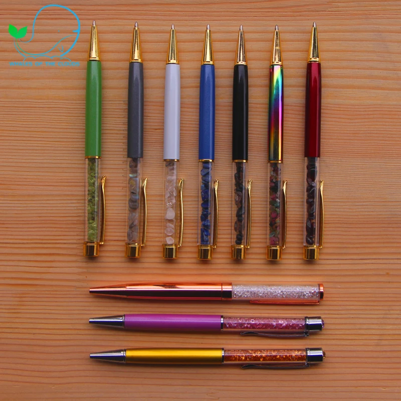 Hot Selling Customize Crystal Ballpoint Pen with Pure Natural Gemstone inside
