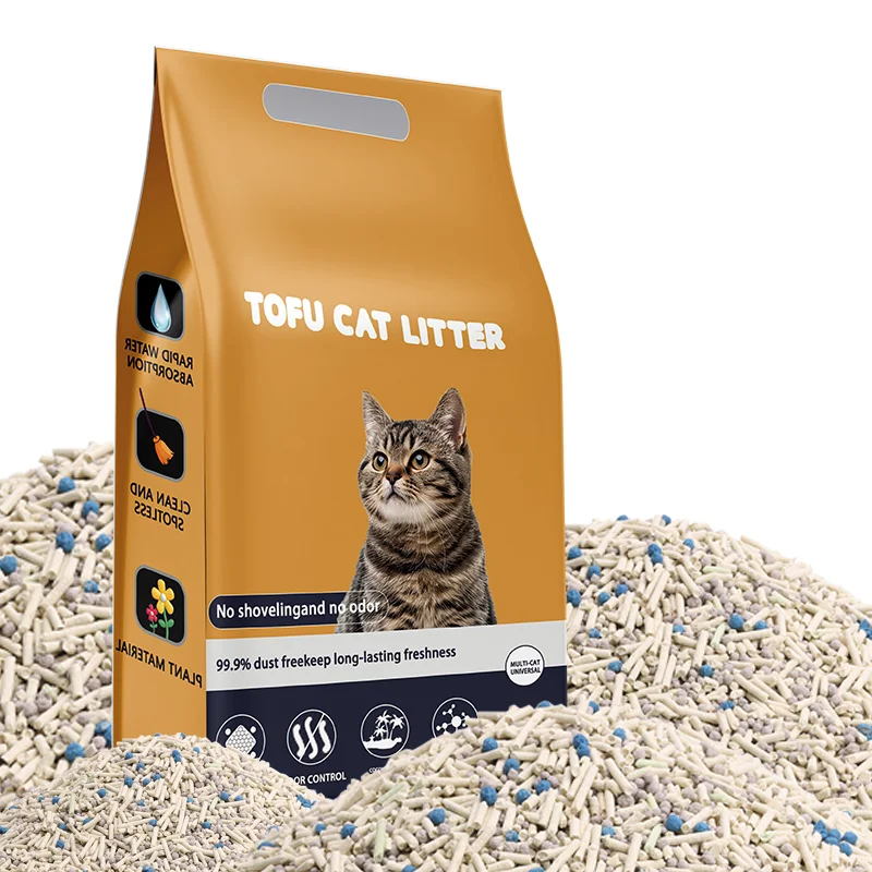 Экологически чистый биоразлагаемый натуральный растительный кошачий наполнитель без пыли, смывной наполнитель для кошачьего туалета с тофу