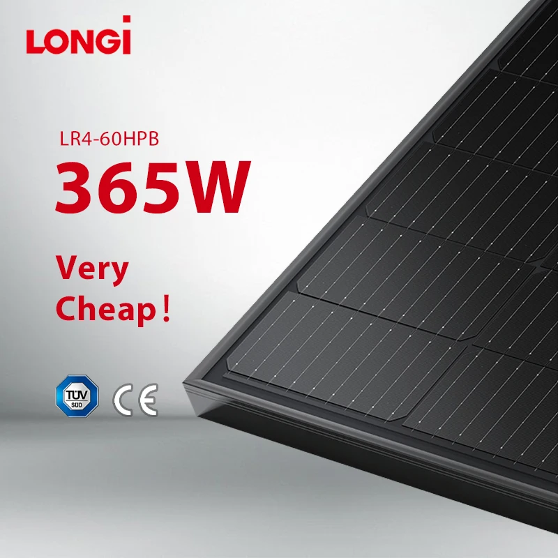 LR4 60HPB 350W 355W 360W All Black CE Paneles Solares A Grade Solar Panel for Home