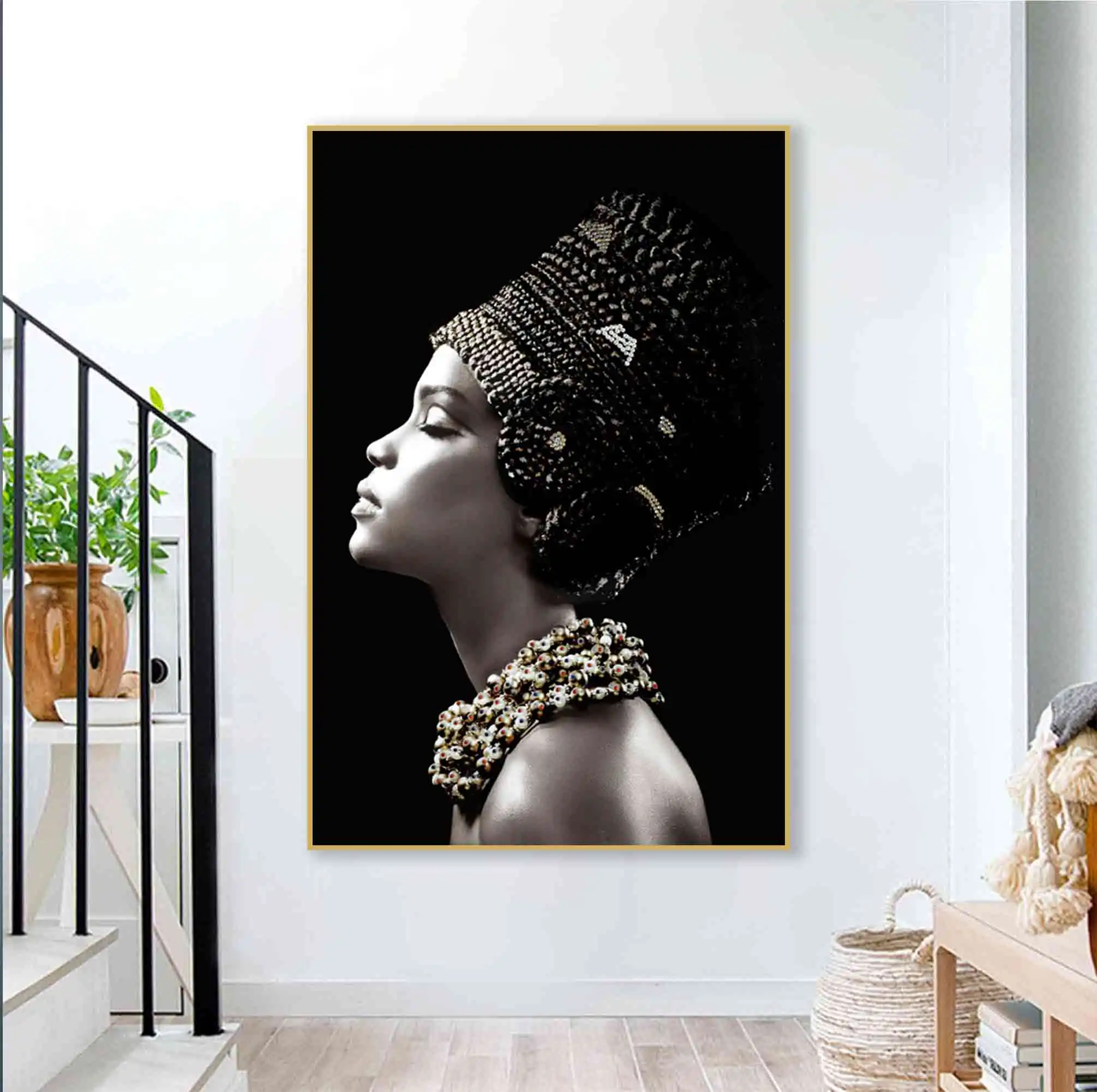 Black and white figure crystal porcelain painting large portrait paintings cheap wall art