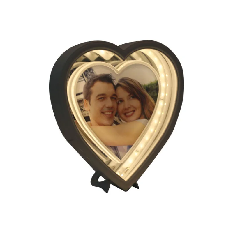 Simple Couples Glow Heart Shape Magic Mirror Photo Frame Sublimation Magic Mirror