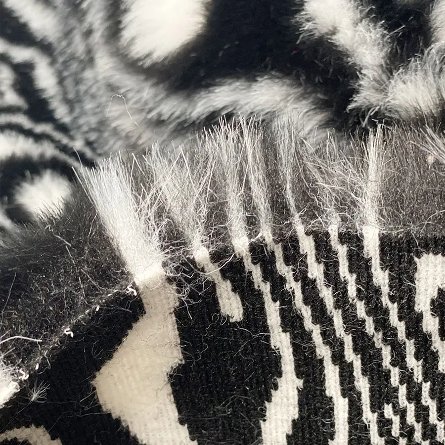10mm 12mm creative marble pattern design black white knitting long plie fleece fabric artificial fake fur