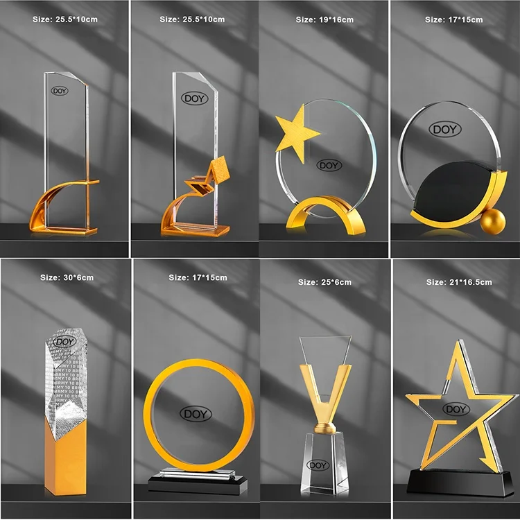 Hot Sale Custom Creative Design Logo Business Gifts Solid Glass Crystal Awards And Trophy