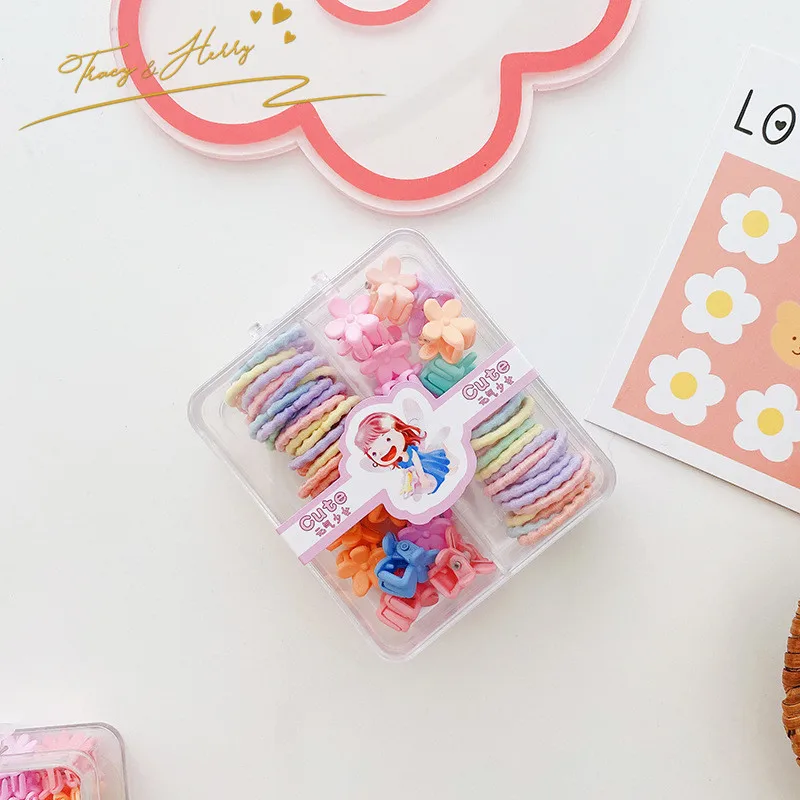 Tracy & Herry New Design Box Packed Clamp and Hair Bands Elastic Set for Kids  Children Candy Braid Hair Ornament