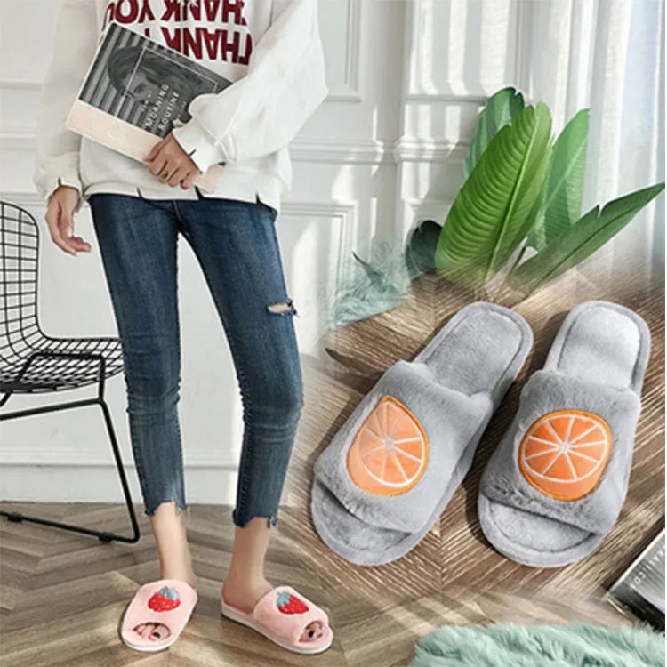 New Hot Style Female Home Popular Fruit slippers Cute Cartoon Indoor Non-slip slippers Home Cotton slippers