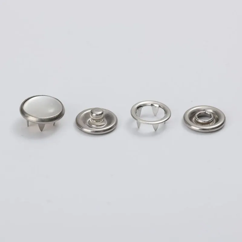 Wholesale Custom 9.5mm Brass Metal Prong Snap Button Baby Garment Pearl Prong Metal Ring Snap Button