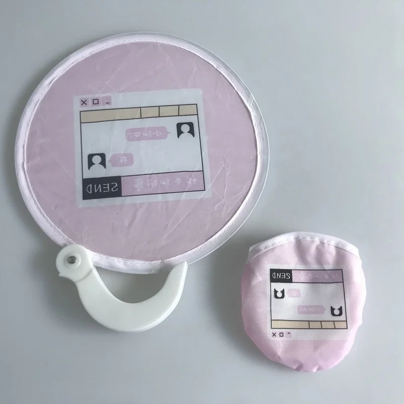 Eco material nylon round folding pocket fan customised hand fan