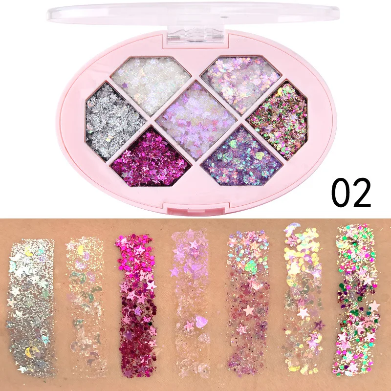 7 Color Private Label Eye shadow OEM Rainbow Color Aloe Vera Gel Cream Glitter Makeup Beginner Palette Shimmer Eye Shadow