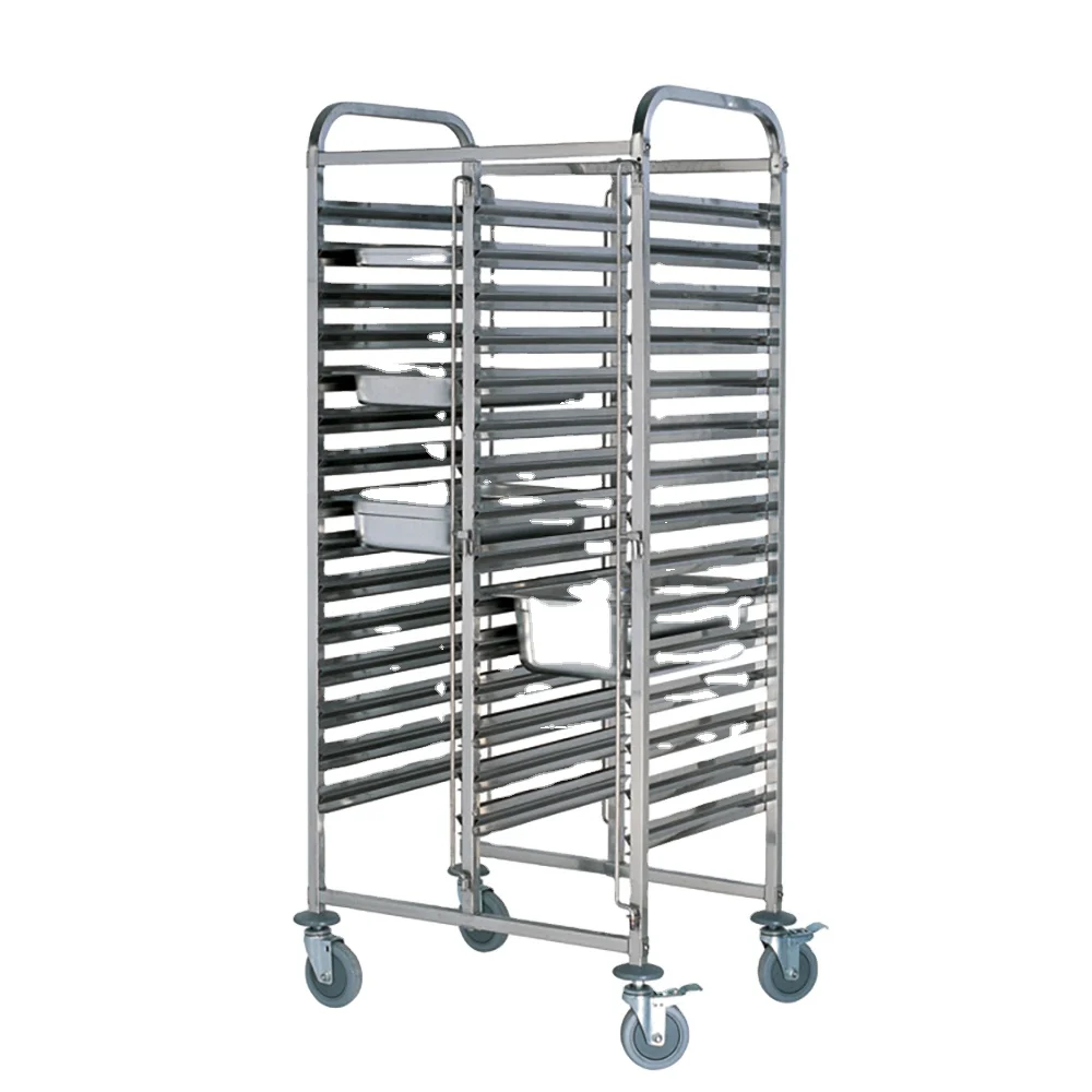 Stainless Steel Single-Line Tray Trolley 16 Trays