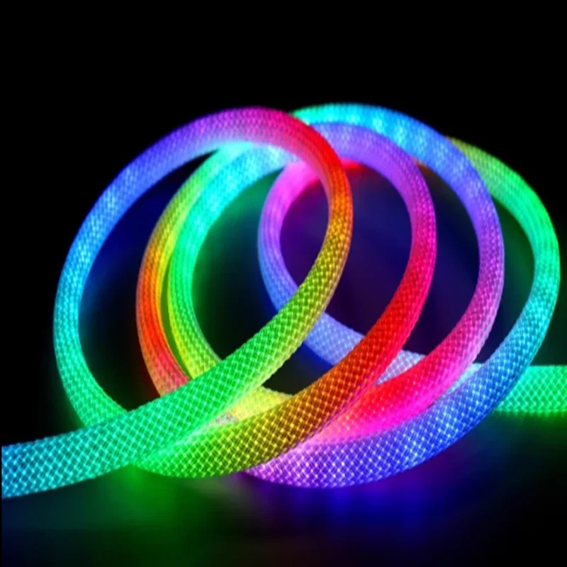 360 Degree Round Reticulate Pattern Neon LED Strip 50Leds/m Smart RGB+IC Flexible Silicon Dream Color Rope Light Tape DC5V