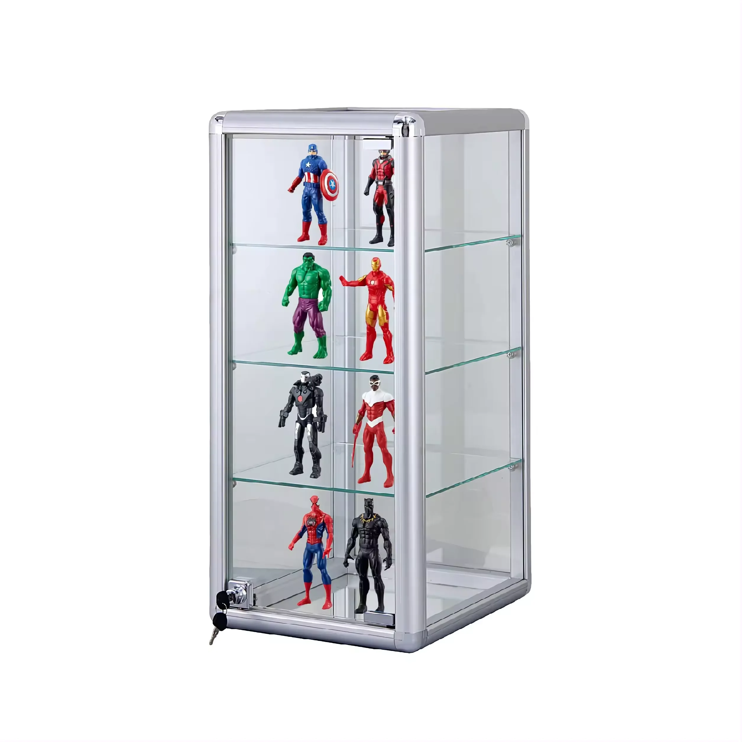 KEWAY 6ft Extra Vision Tower Showcase Aluminum Framed Tempered Glass Display Case with Opening Glass Door and Lock