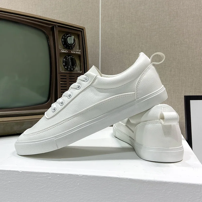 White shoes male autumn breathable youth pure white student sports and leisure board shoes