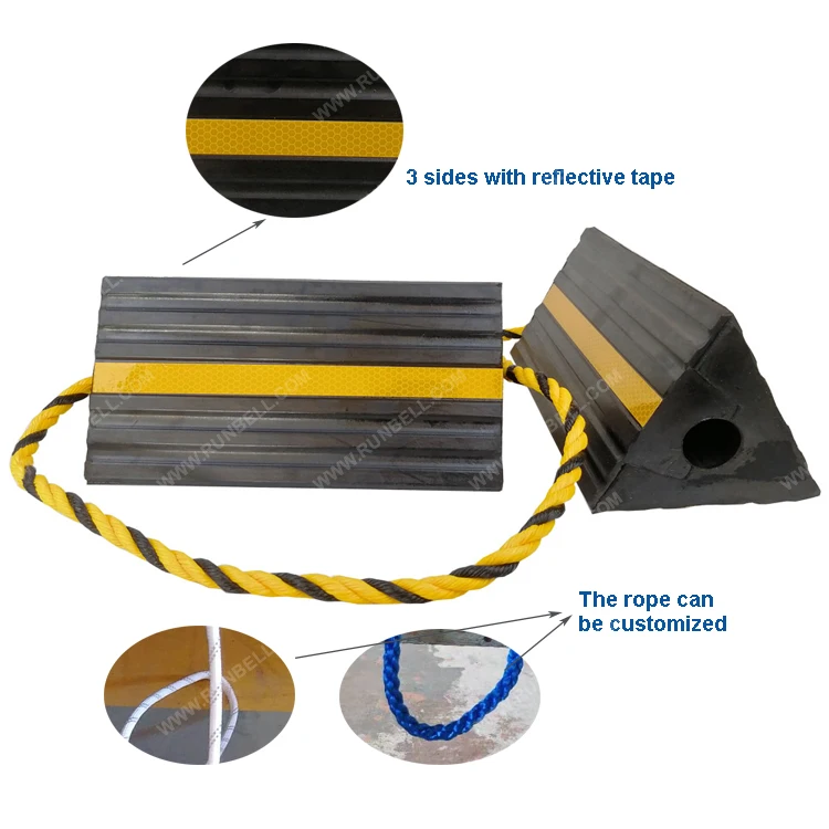 Aircraft Wheel Chocks Small Size Ribbed Rubber Reflective Tape Rope