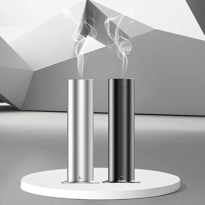 Luxury Hotel Collection Studio Scent Diffuser Cylindrical Silver Black Waterless Smart Essential Oil Tower Aroma Diffuser