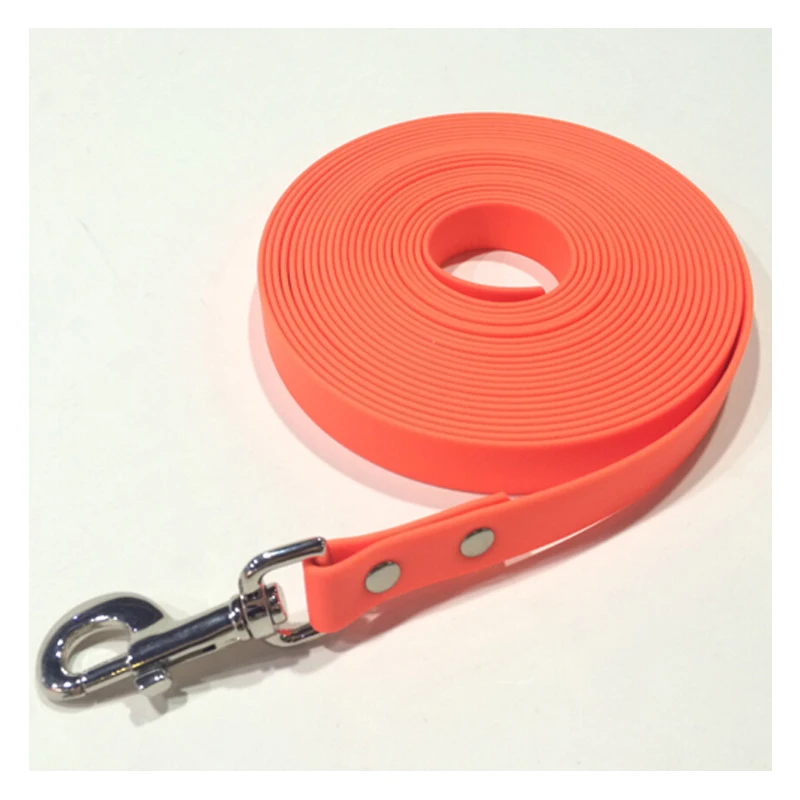 RIBBONS Dog Leash Reflective Nylon Flat Waterproof PVC Tracking Collar Solid Plastic Snap Hook Personalized Wholesale Orange 10m