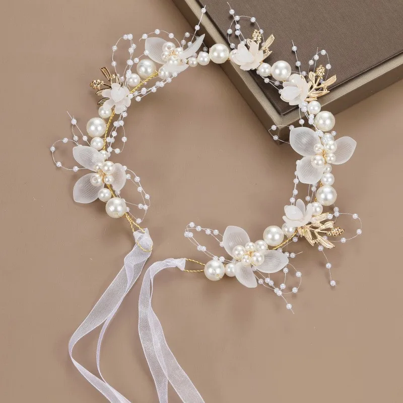handmade wholesale Good quality tiaras beading flowers bridal crown for wedding flower girls tiaras hair accessories hairbands