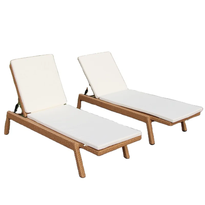 pool chair High quality outdoor furniture swimming pool folding cushion patio rattan chair sun Loungers beach chairs