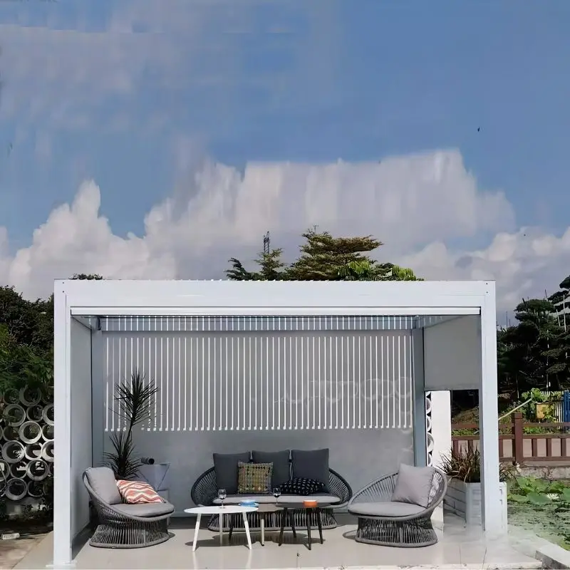 New Model Customized Factory Louver Pavilion Aluminum Pergola Garden Motorized Metal Gazebo