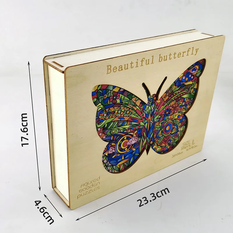 wholesale custom Multi-colored Diy 3D Wooden Toy Game Butterfly Shapes Jigsaw Puzzle For Intellectual Development Of Kids