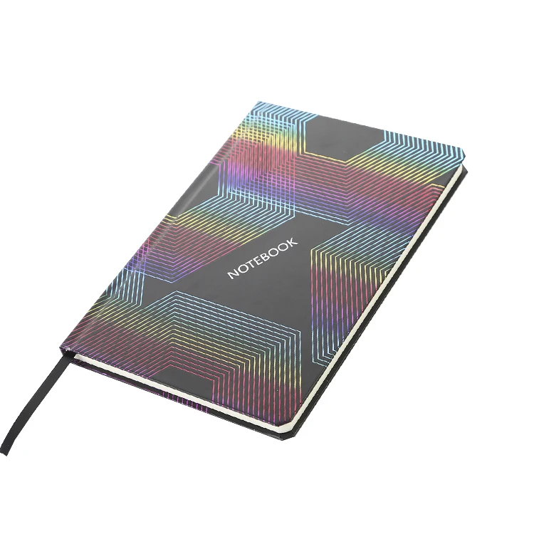 New fashion luxury UV Coated laser printing A5 Black Hardboard Art Paper Cover Notebook note books