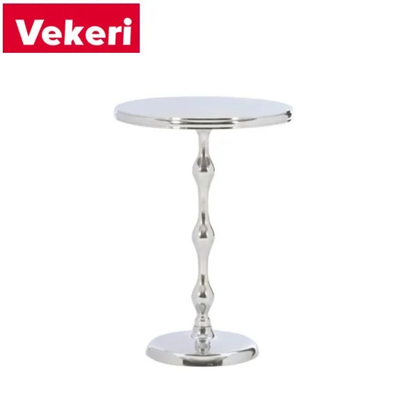 Bohemian silver aluminum side table for study, living room for tea and reading
