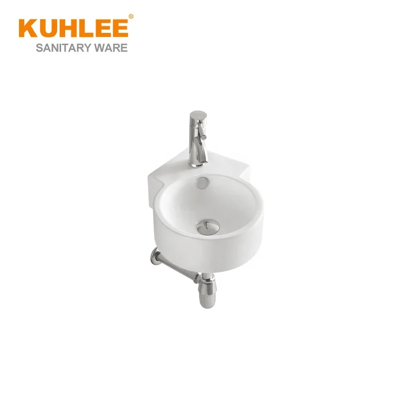 Small Size Wall Hung Basin Corner Ceramic Round Basin Hanging Wash Basin For Bathroom