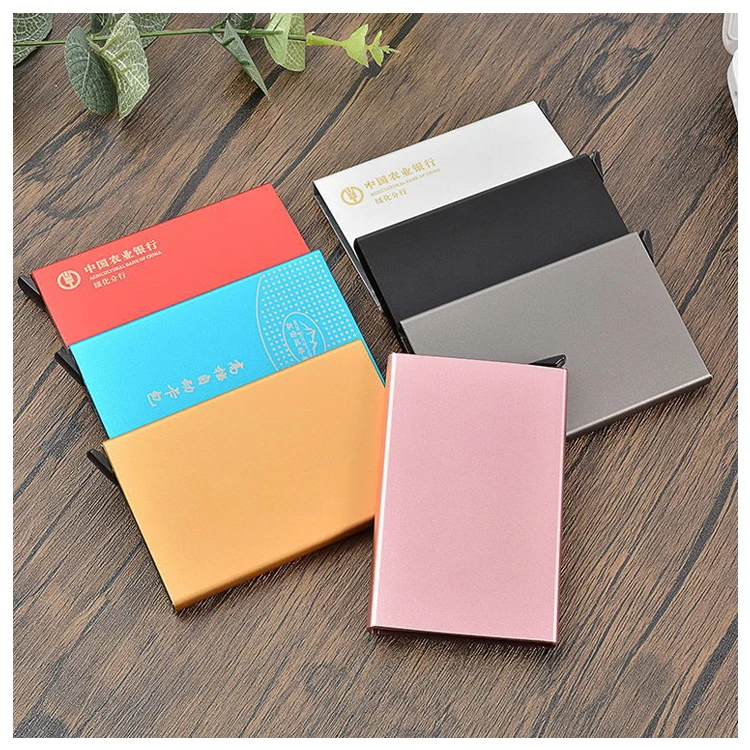 Custom Logo Metal Wallet Credit Card Holder Rfid Blocking Aluminum Money Clip Wallet Minimalist Card Holders