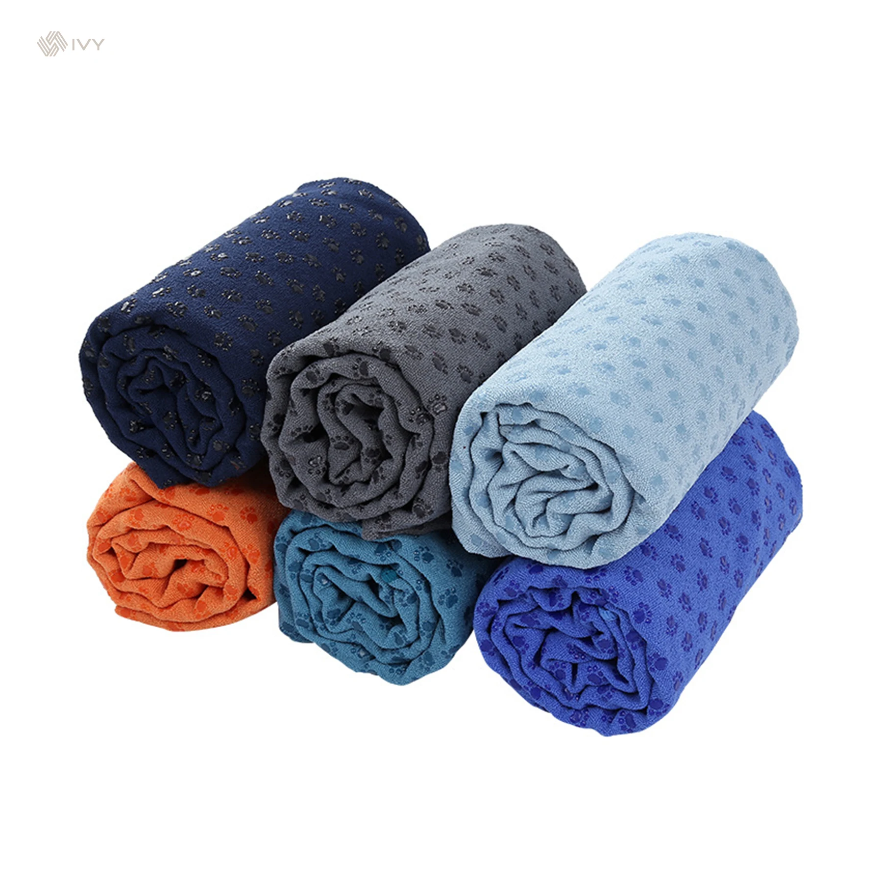 Wuxi Ivy Textile Portable Absorbent Wholesale Hot Yoga Long Towel Grippy Thick Non Slip Yoga Mat Towel with Grip Eco-Friendly