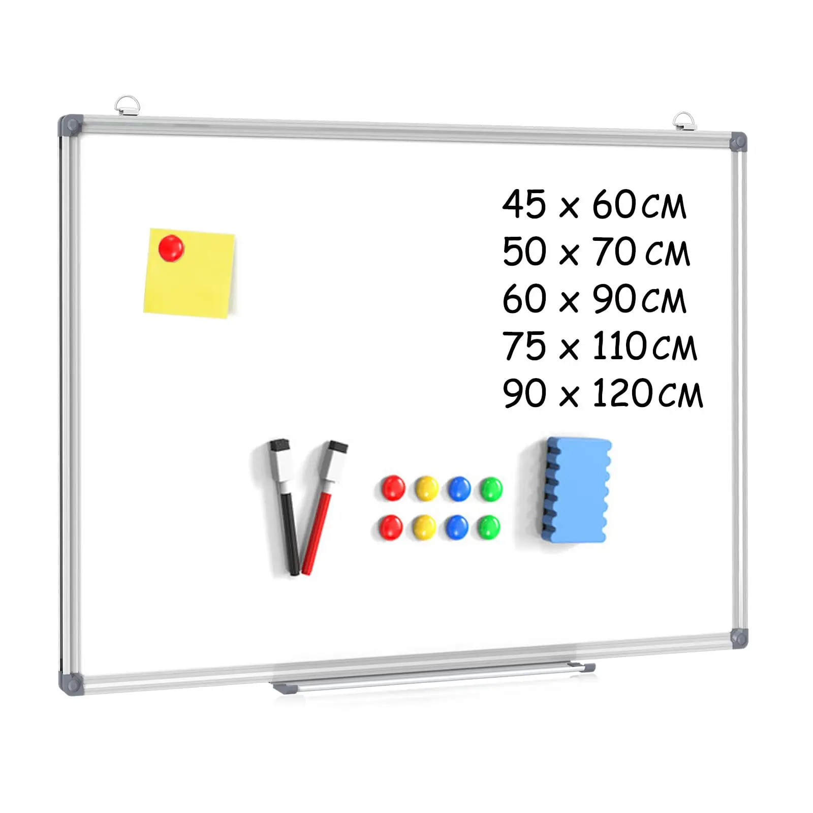Home Office School Double-Sided Silver Aluminium Frame Dry Erase Board Magnetic Whiteboard for Wall Hanging Mounted