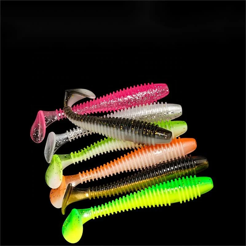 Paddle Tail Swim baits Two-Tone Color Swim Baits one color 50 Pcs Fishing Worms Soft Plastic Bass Lure Baits