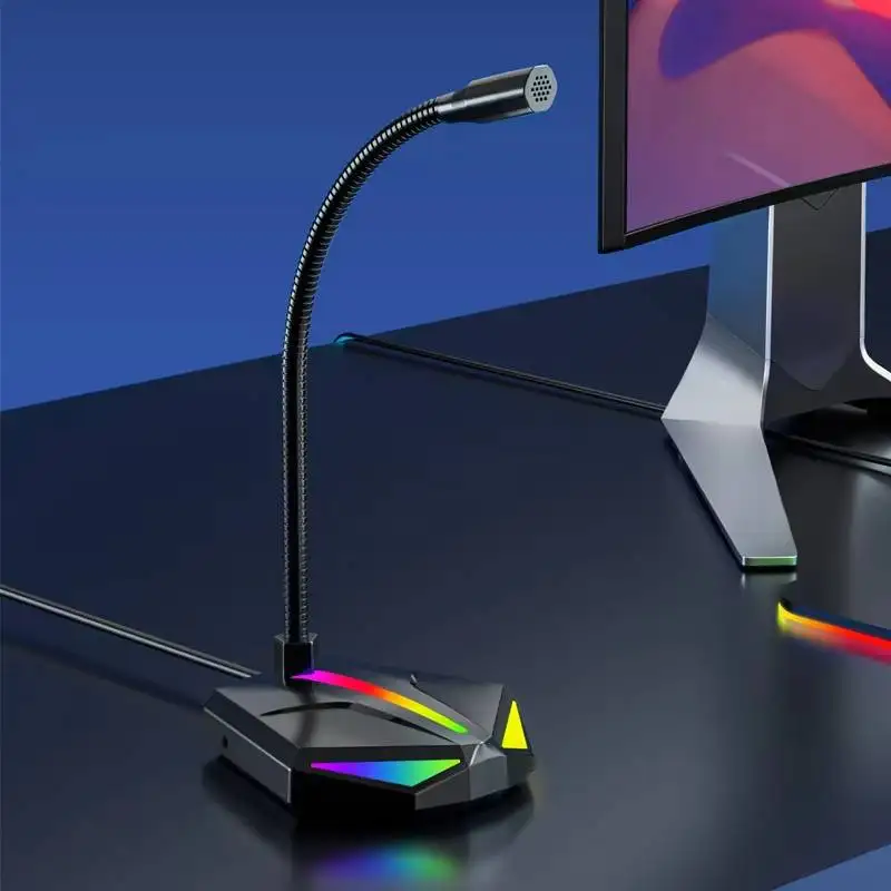RGB Microphone USB LED Lights Noise Cancelling Video Recording Live game Led Light Gaming Headphone Stand Headset Holder
