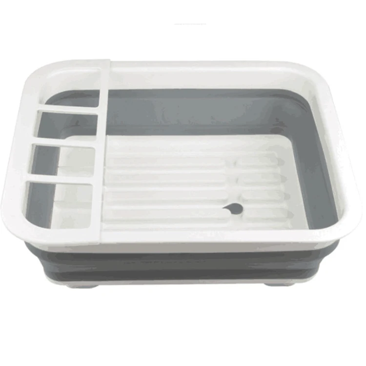 Collapsible Dish Drying Rack Foldable Portable Dinnerware Organizer Plastic Dish Drainer for Kitchen
