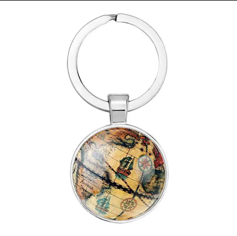 World Map Key Holder Vintage Globe Pendant Keychain Gift World Earth Travel Adventurer Jewelry Keychains Custom Key Keyring