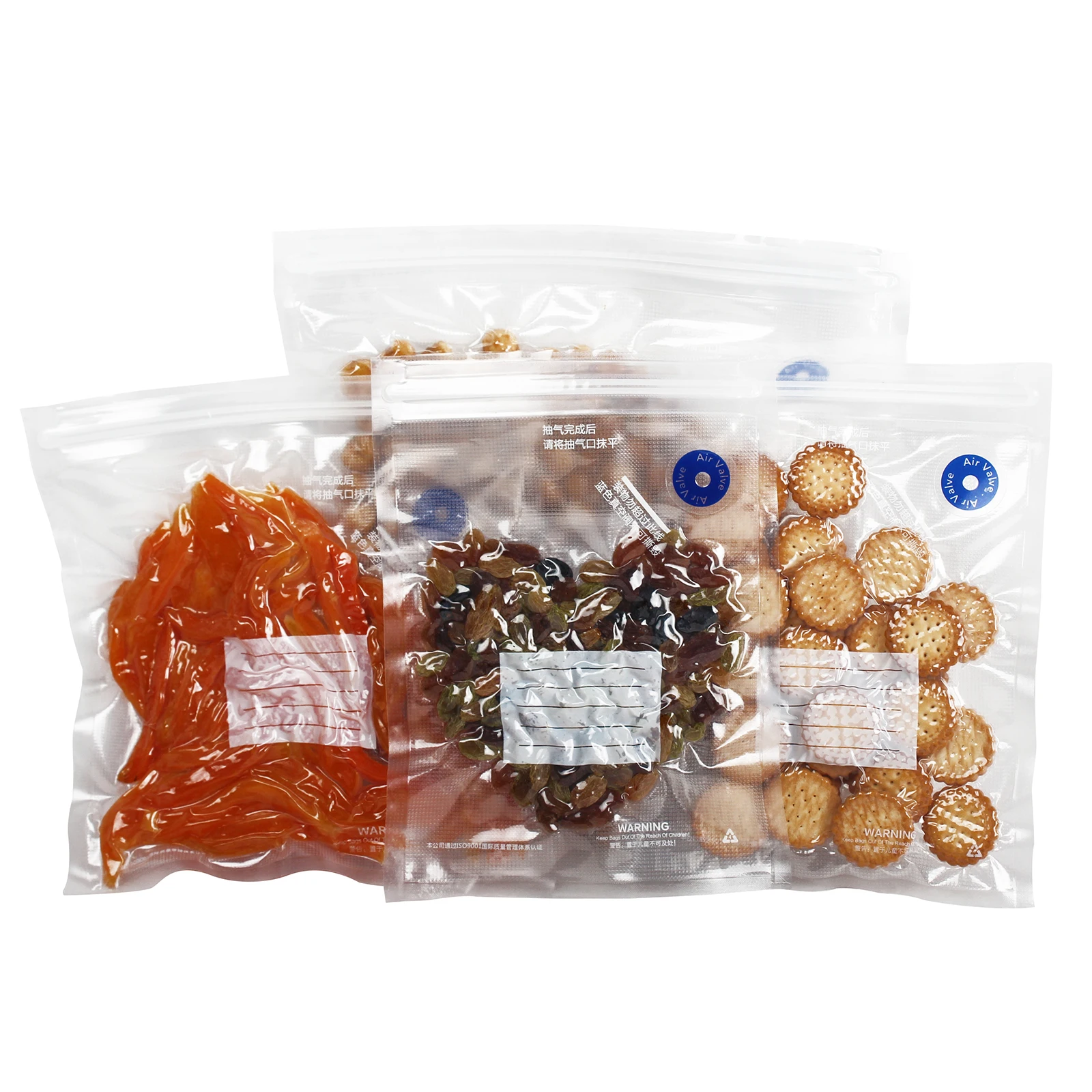 Compressed Sealing Zipper Vacuum Storage Bags for Food Hot Sale Pa/pe Clear 1 Set = 2 Rolls 20cmx5m Embossing Dots -textured