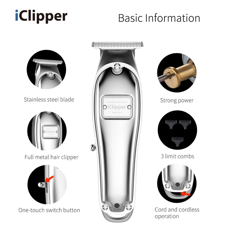 IClipper-I7 машинка для стрижки бороды и усов; Набор волос триммер cortadora de