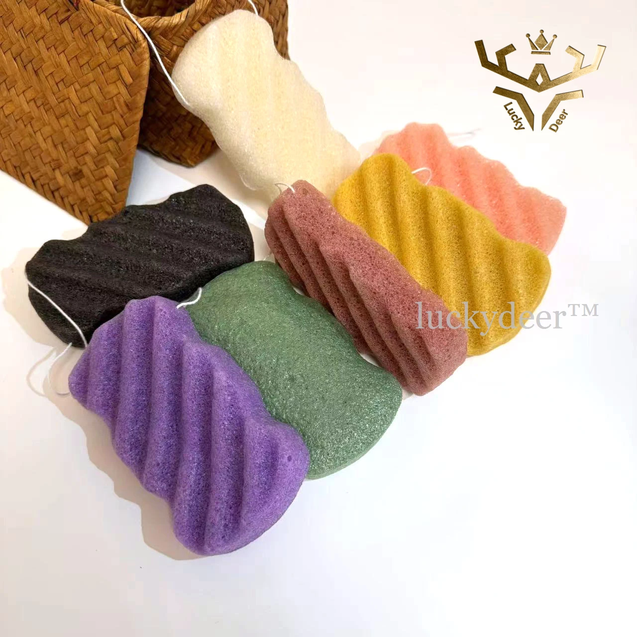 Eco-friendly Organic Shower Sponge Konjac Puff Bath Scrubber Gently Exfoliating Body Scrub Sponge Facial Cleansing Beauty Sponge