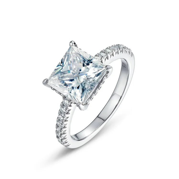 Factory Price Vintage 925 Silver Jewelry Princess Square Cut Diamond Wedding Ring 3Carat Engagement Moissanite Ring