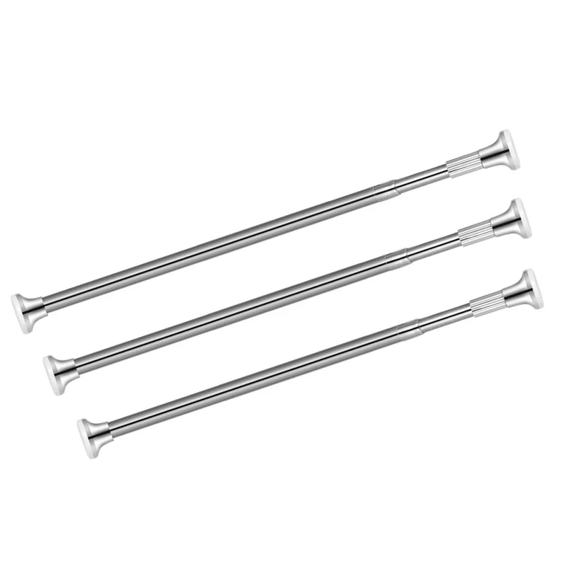Stainless steel free punch balcony ambry bathroom shower curtain tracks clothes spring telescopic rod pole