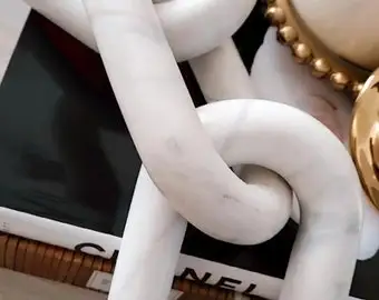 Wanuocraft Hand Carved Wooden 5-Link Chain Decor for Home Coffee Table Farmhouse Bookshelf Tray  Rustic Wood Chain Link Decor