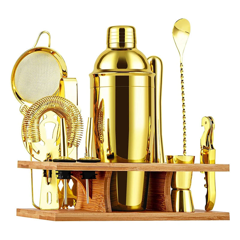 Cocktail Shaker Set Bartender Kit with Stand,Bar Kit Drink Mixer with All Essential Bar Accessories Tools:Martini Shaker,Jigger