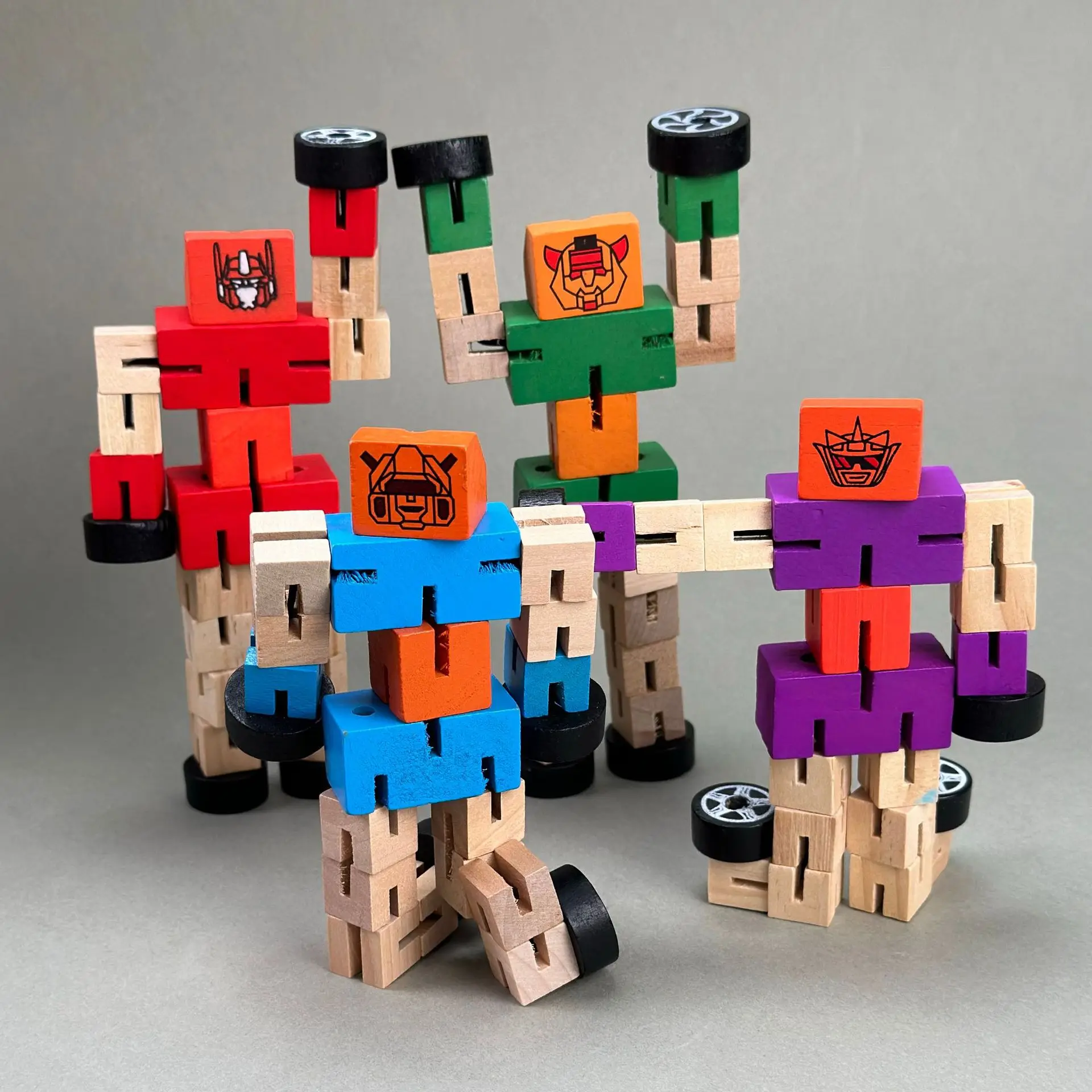 Cheap Magic Transform Car Shape-Shifting Autobots Distortion Toys Deformation Diy Robot Wooden Toy Car