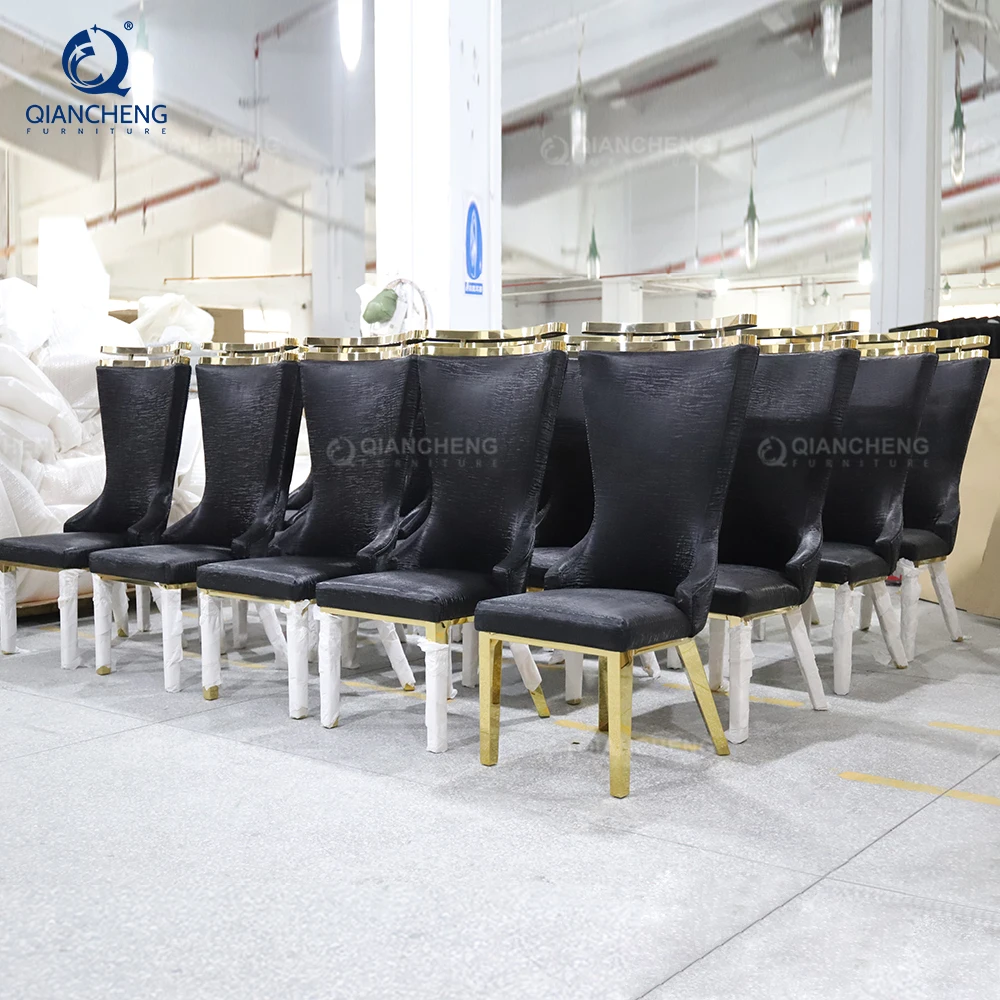 QIANCHENG dubai hotel expensive high back luxury dining chair kitchen white leather silla comedor for heavy people