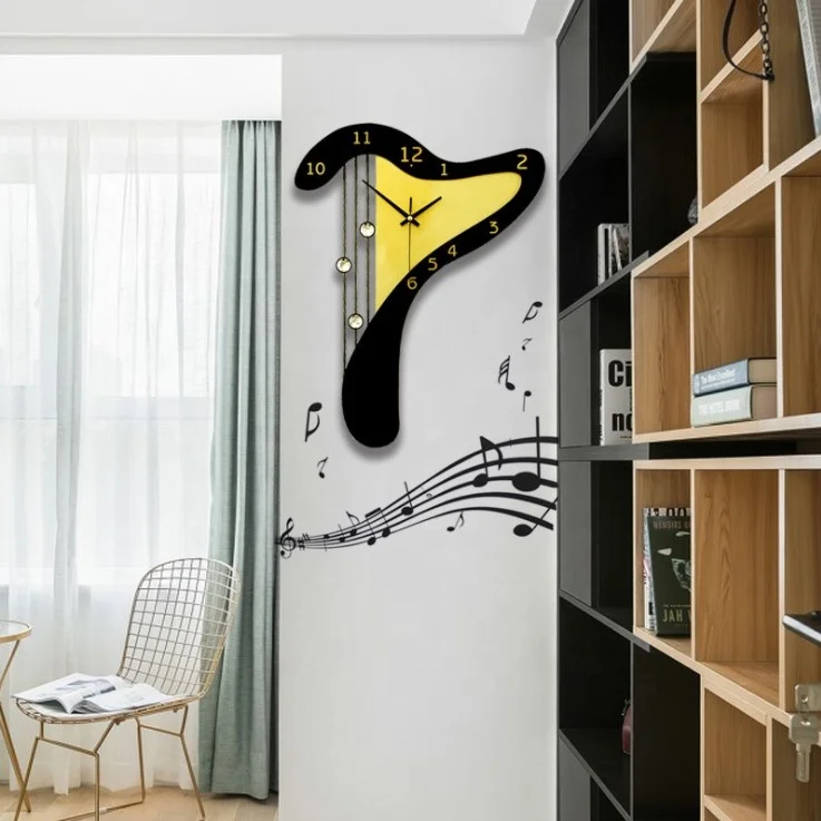 European style cerative density board living room bedroom harp silent wall clock