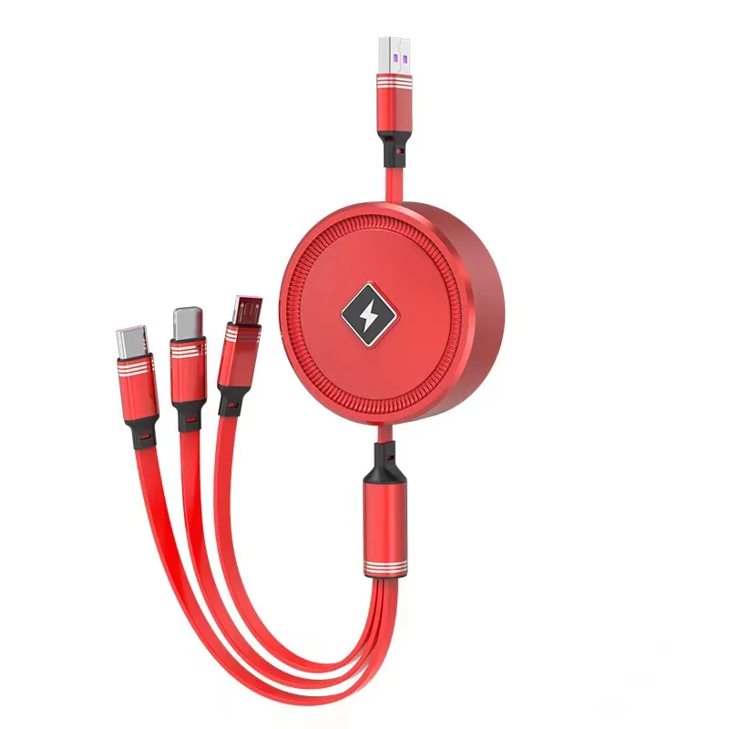 Wholesale Custom Logo Fast Charge 3 In 1 Retractable Usb Cable 3-in-1 All In One Multi Charging Data Phone Cable 3in1
