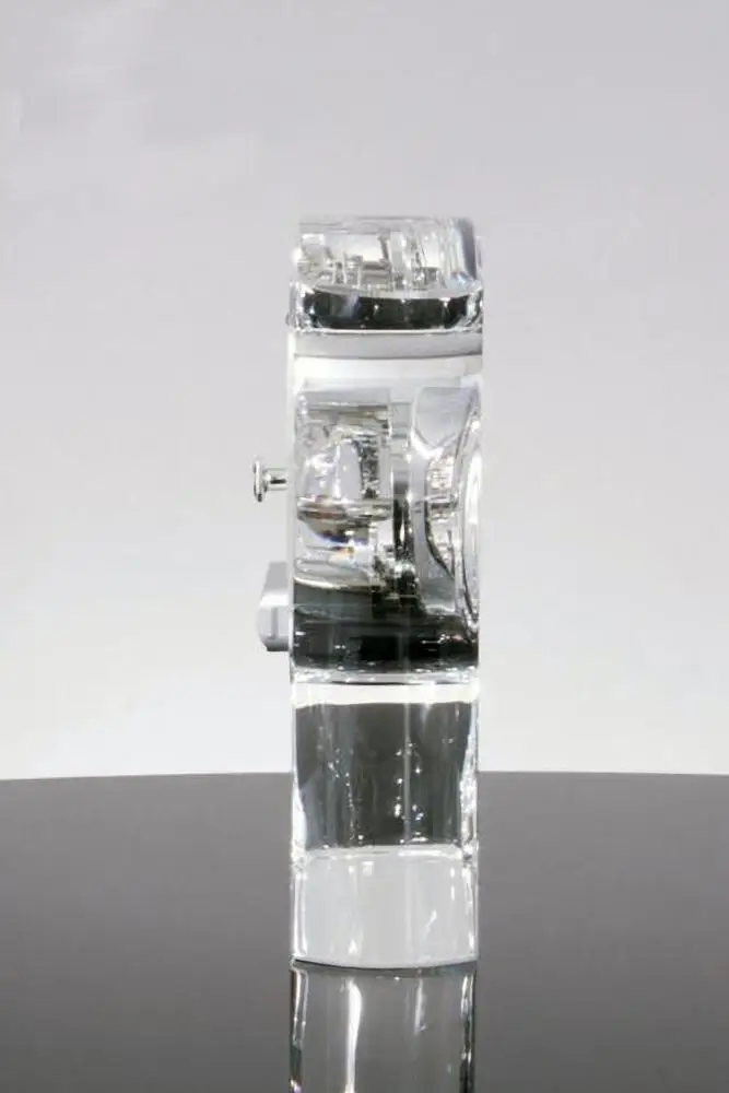 High Quality Corporate Award K9 Glass  Round Edges Crystal Desk Clock