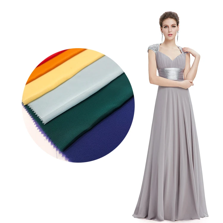 high quality cheap price 100% polyester fabric wholesale good feeling 2026 composite woven soft chiffon fabric for lady dress