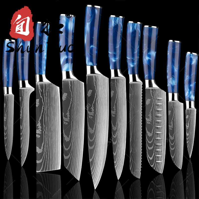 bulk wholesale 8 pieces 12 inch dc53 steel knife making kits set ham fishing butchery knives gift box with logo