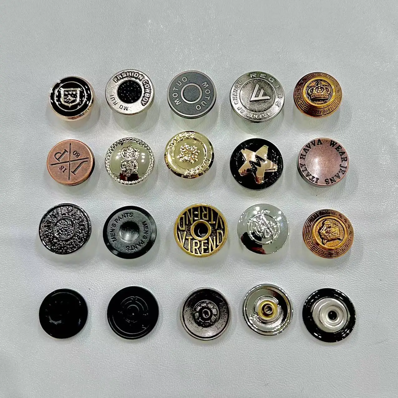 Custom beautiful zinc alloy buttons, metallic jeans buttons with rivets