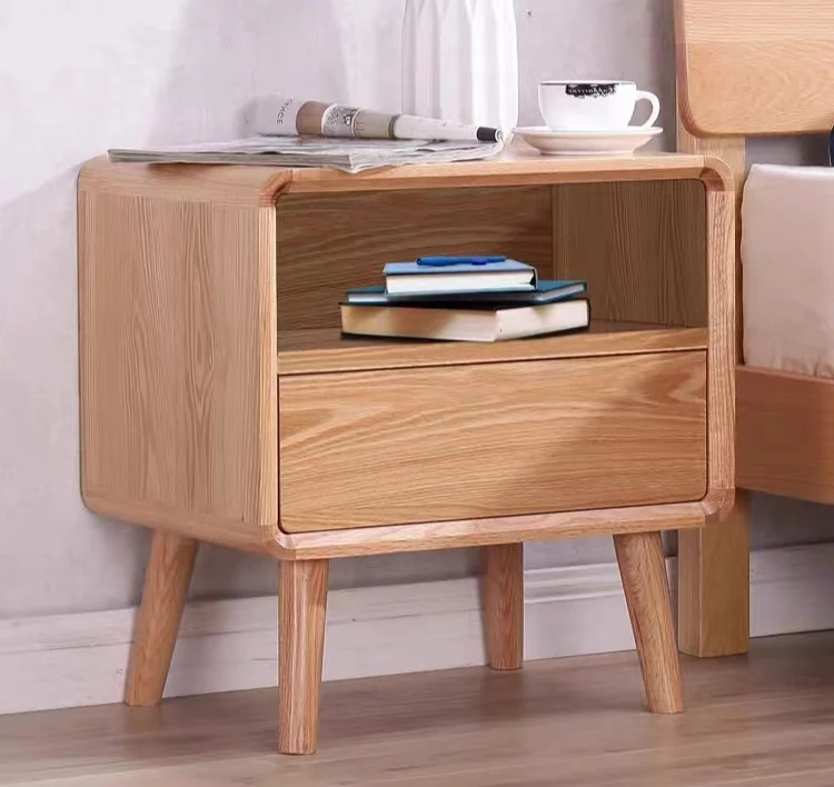 Modern Nordic Solid Wood Bedroom Furniture Bedside Table